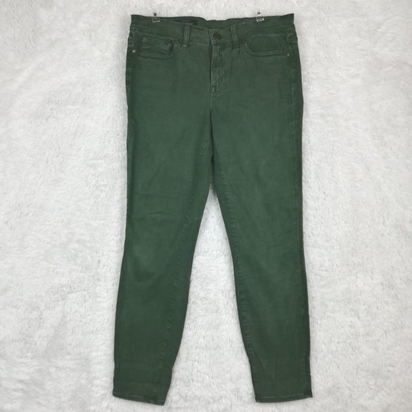 J. Crew Womens Pants Toothpick Forest Green Sateen Casual Stretch Ankle‎ 29 - Picture 1 of 13